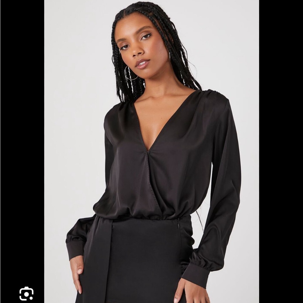 Black satin like body suit